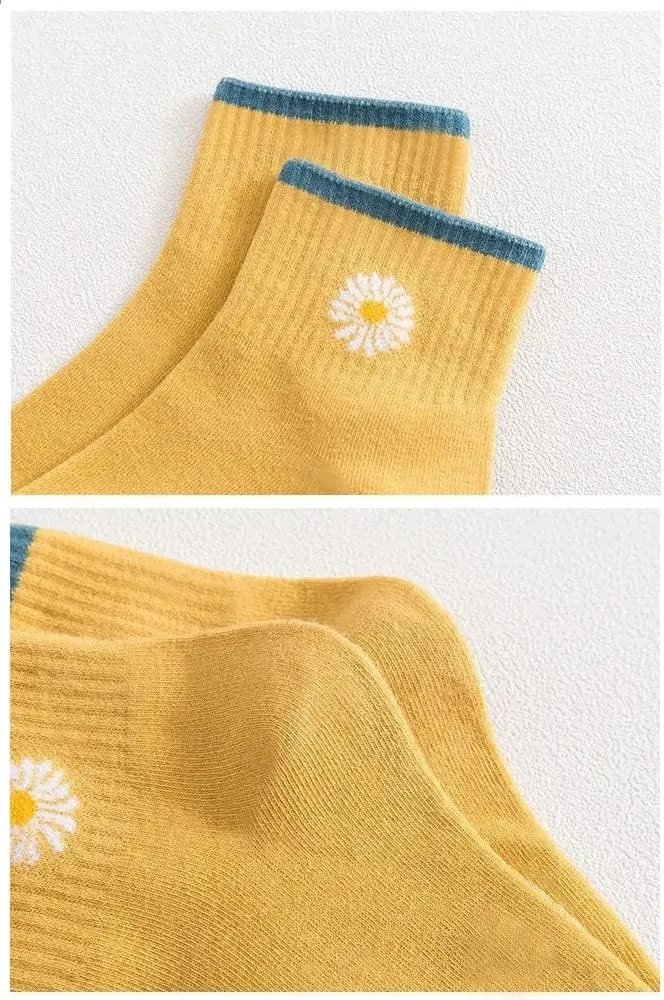 6/12 Pairs Womens Daisy Socks Vintage Patterned Crew Novelty Ankle Cute Floral Casual Dress Socks