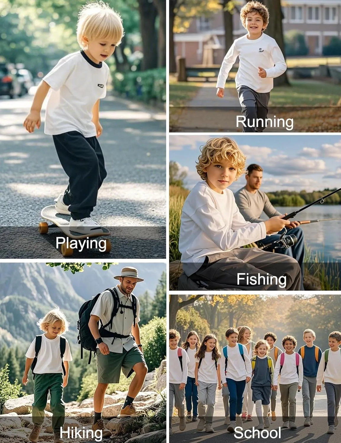 COZYPOIN Boys Cargo Joggers Pants Elastic Waist Lightweight Quick Dry Water Resistant Hiking Running Pants for Kids 5-14Y