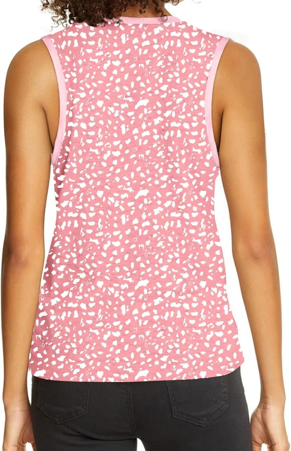 Dokotoo Womens Leopard Print Tank Tops Crewneck Sleeveless Summer Casual T-Shirts Blouses