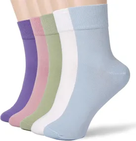 FGZ Womens Thin Cotton Socks, Soft Cozy Socks Women Ankle Crew Socks 5 Pairs,Multicolor,5-9