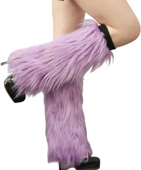 Fuzzy Faux Fur Leg Warmers for Women, Long Boots Shoes Cuff Cover, Knee-length Hipster Warm Sock