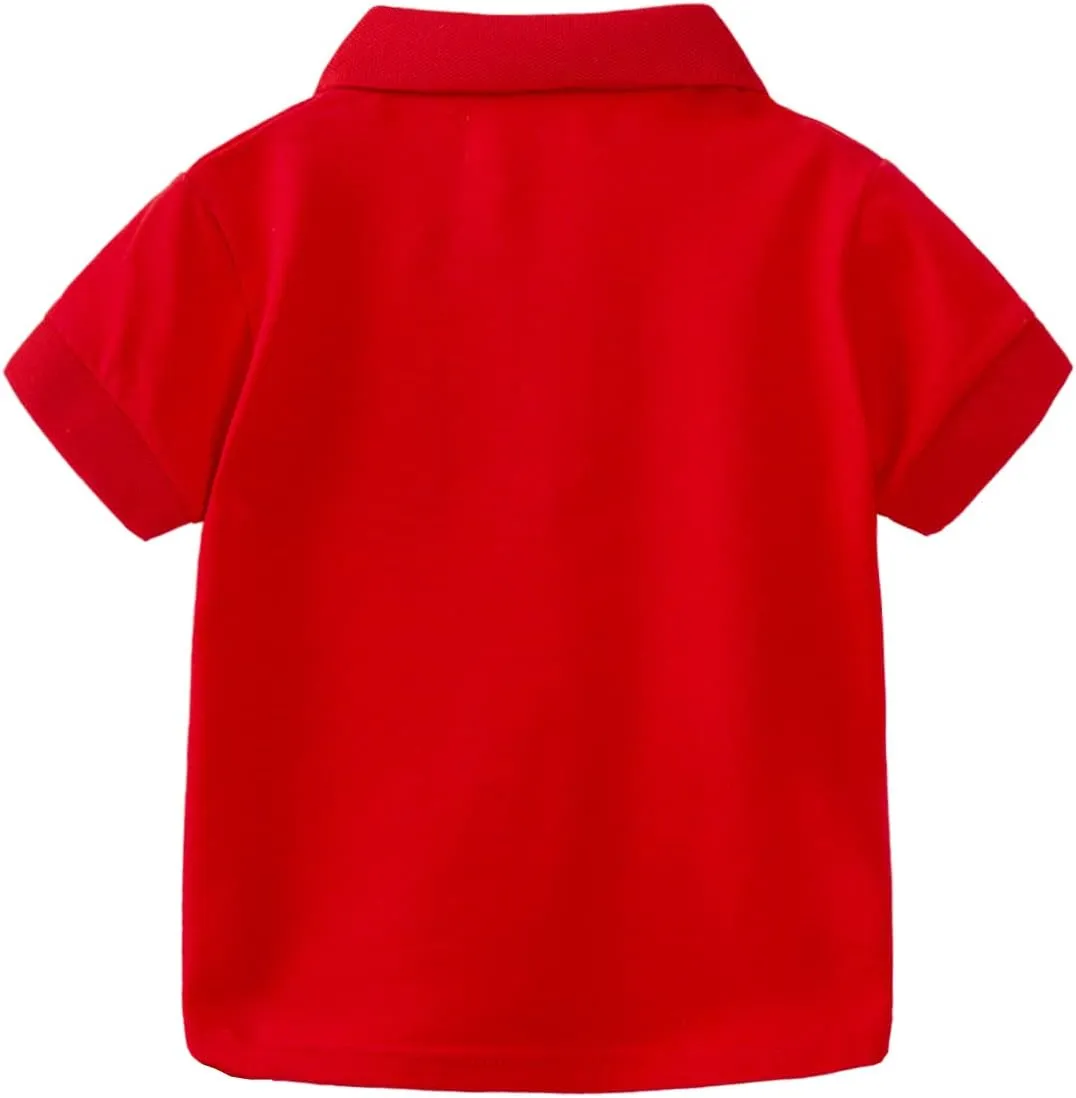 Mud Kingdom Boys Pique Polo Shirts for Toddler Short Sleeve Stripe Plain 1-9 Years
