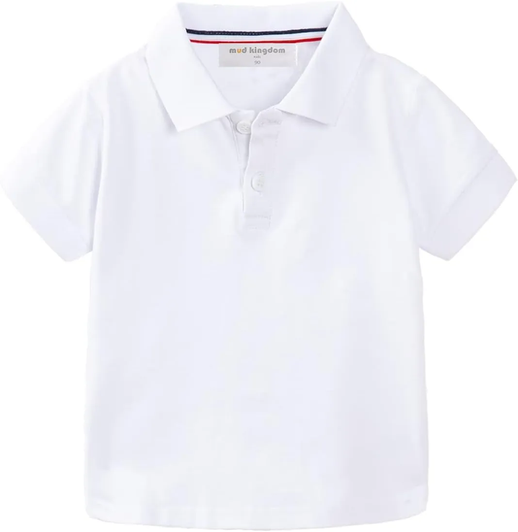Mud Kingdom Boys Pique Polo Shirts for Toddler Short Sleeve Stripe Plain 1-9 Years