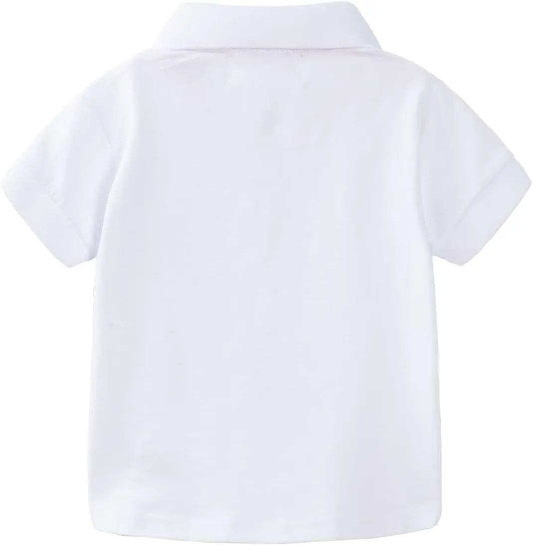 Mud Kingdom Boys Pique Polo Shirts for Toddler Short Sleeve Stripe Plain 1-9 Years