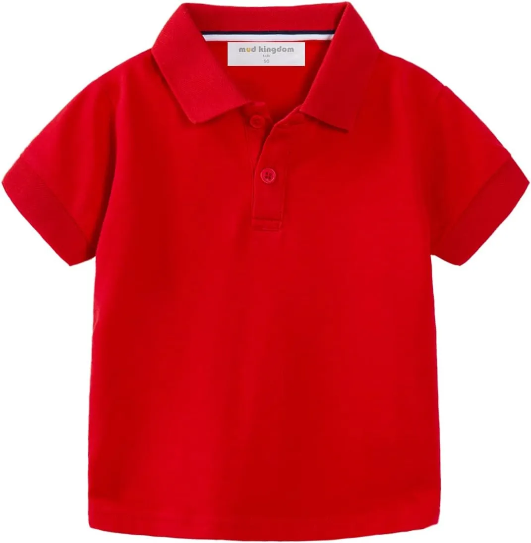 Mud Kingdom Boys Pique Polo Shirts for Toddler Short Sleeve Stripe Plain 1-9 Years
