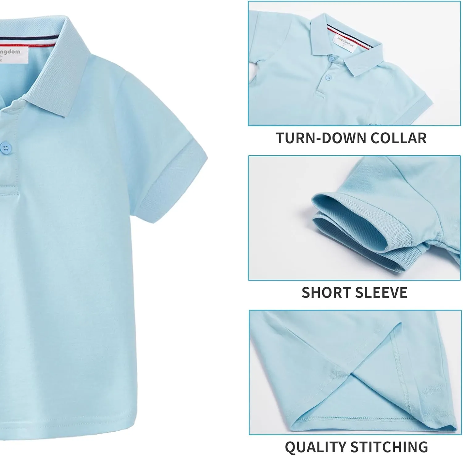 Mud Kingdom Boys Pique Polo Shirts for Toddler Short Sleeve Stripe Plain 1-9 Years