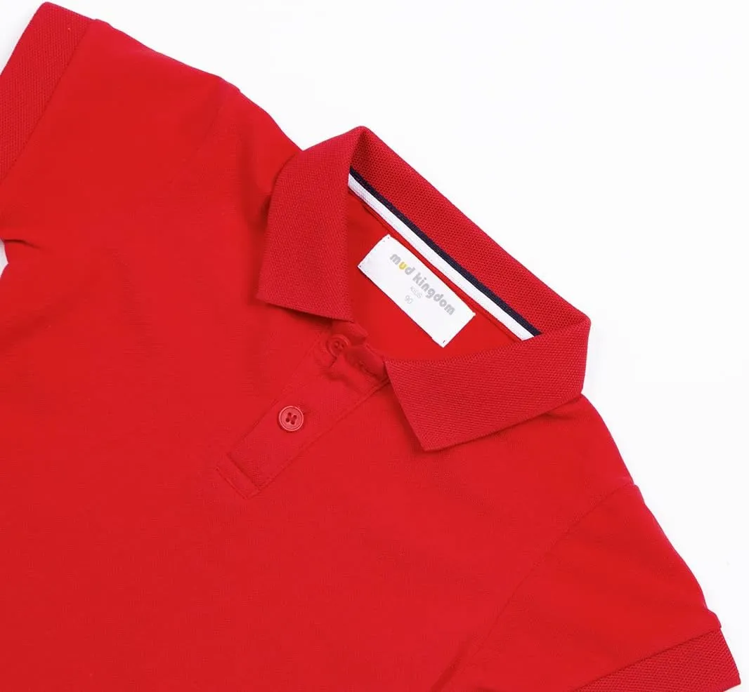 Mud Kingdom Boys Pique Polo Shirts for Toddler Short Sleeve Stripe Plain 1-9 Years
