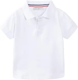 Mud Kingdom Boys Pique Polo Shirts for Toddler Short Sleeve Stripe Plain 1-9 Years