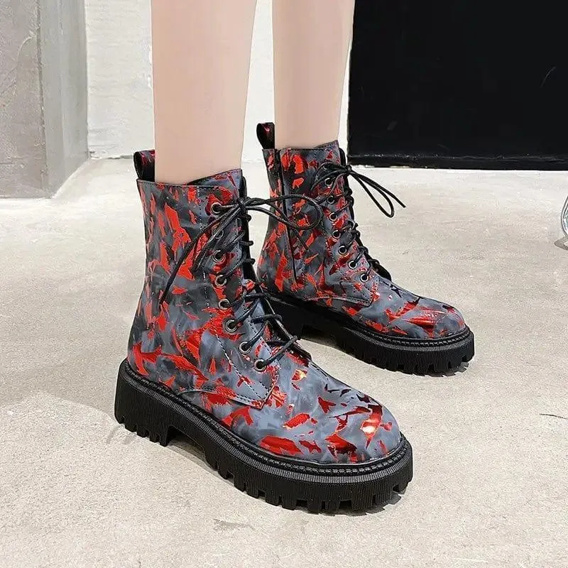 Printed Martin boots women