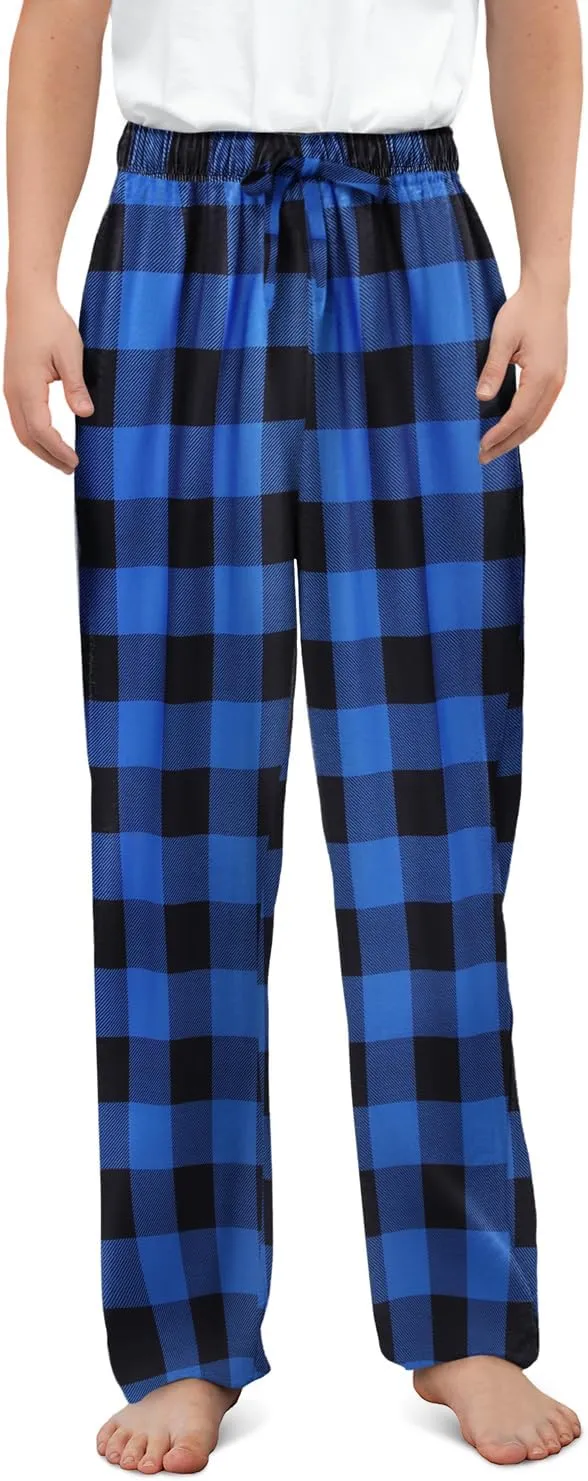 storeofbaby Boys Casual Plaid Pants Loose Elastic Waist Long Trousers with Pockets
