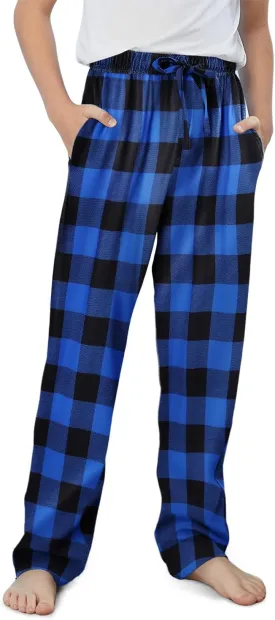 storeofbaby Boys Casual Plaid Pants Loose Elastic Waist Long Trousers with Pockets