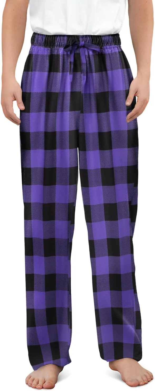 storeofbaby Boys Casual Plaid Pants Loose Elastic Waist Long Trousers with Pockets