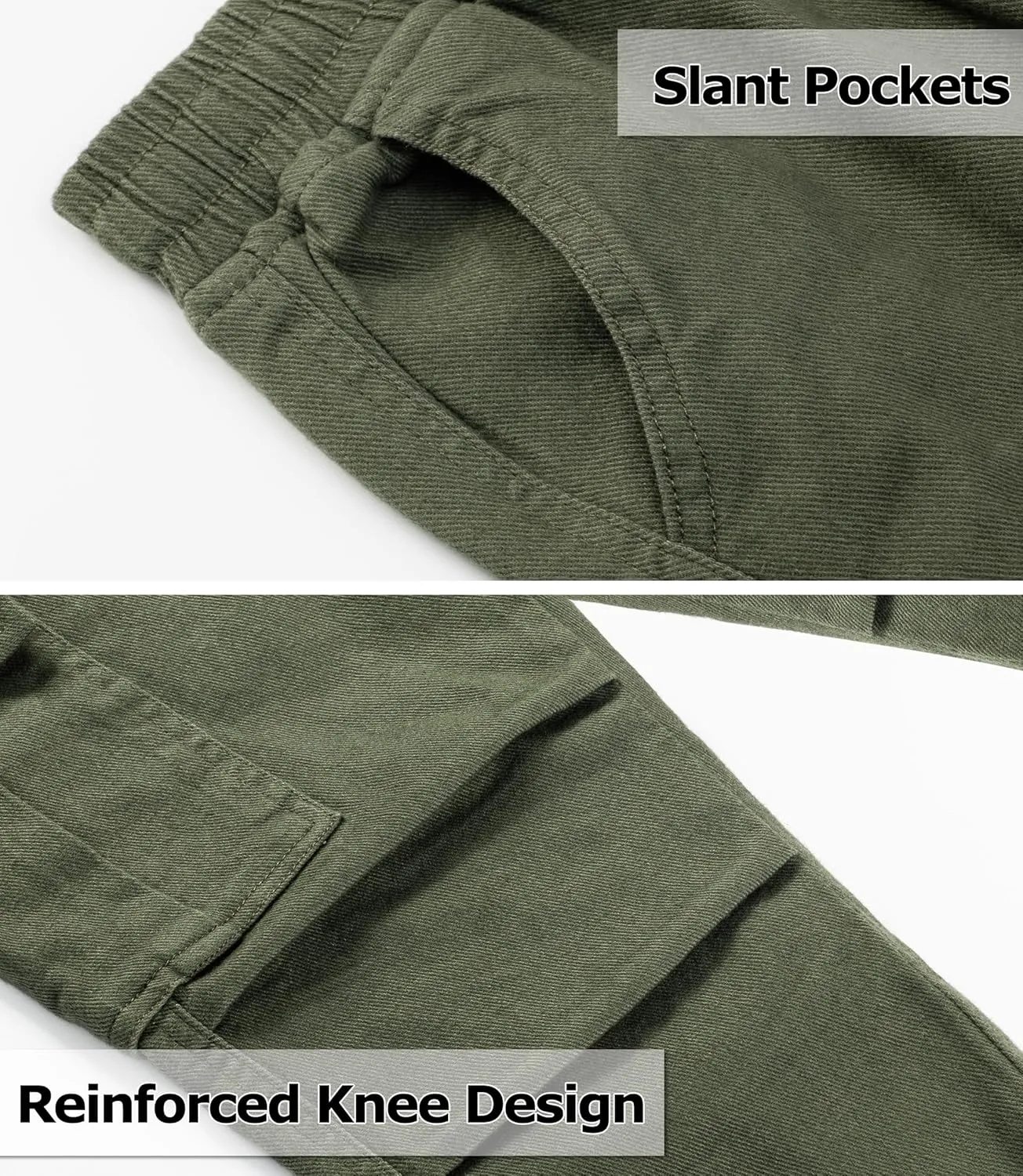 TLAENSON Boys Joggers Cargo Pants for Kids Drawstring Elastic Waist Cotton Twill Jogging School Pant