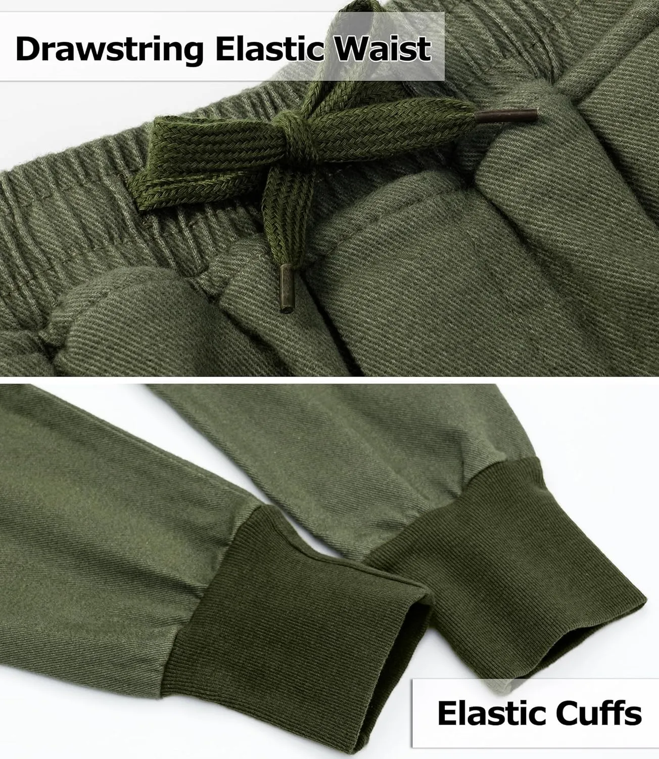 TLAENSON Boys Joggers Cargo Pants for Kids Drawstring Elastic Waist Cotton Twill Jogging School Pant