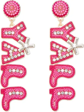 Western Cowgirl Beaded Crystal Earrings Y'ALL Southern Dangling Nashville Country Concert Rodeo Jewelry Gifts for Women