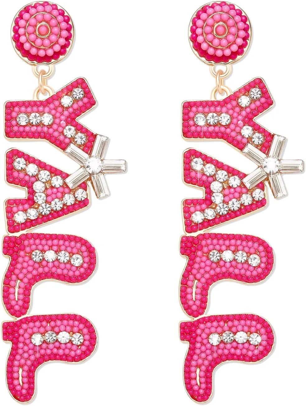 Western Cowgirl Beaded Crystal Earrings Y'ALL Southern Dangling Nashville Country Concert Rodeo Jewelry Gifts for Women