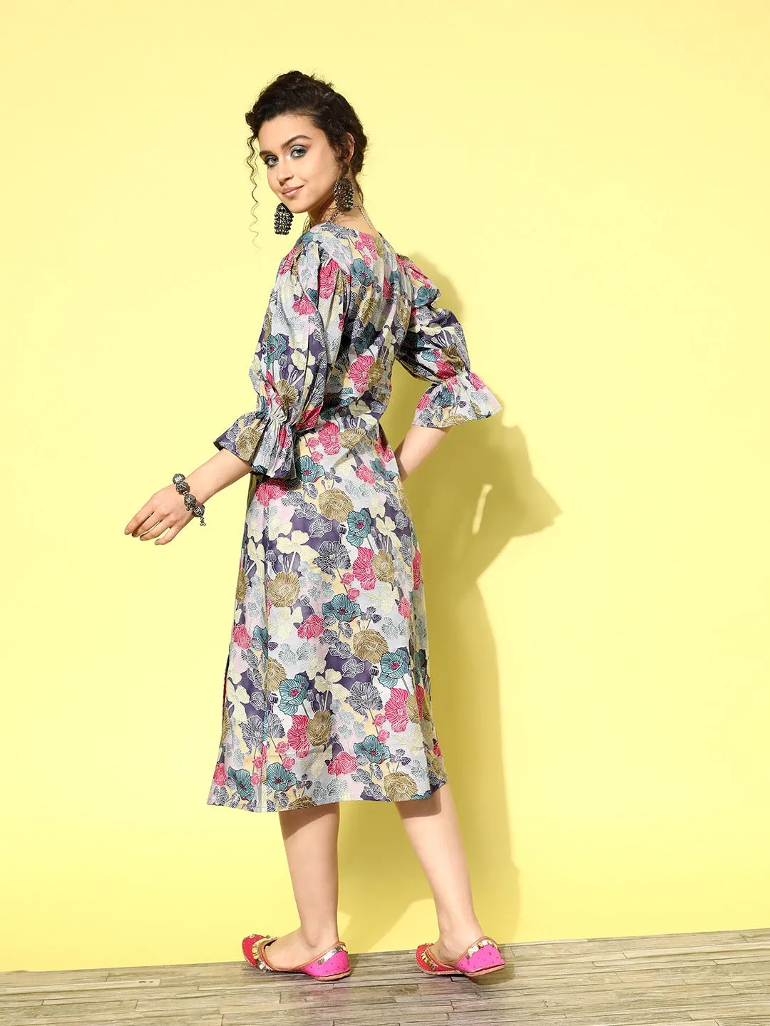 Women Lavender Pure Cotton Dress