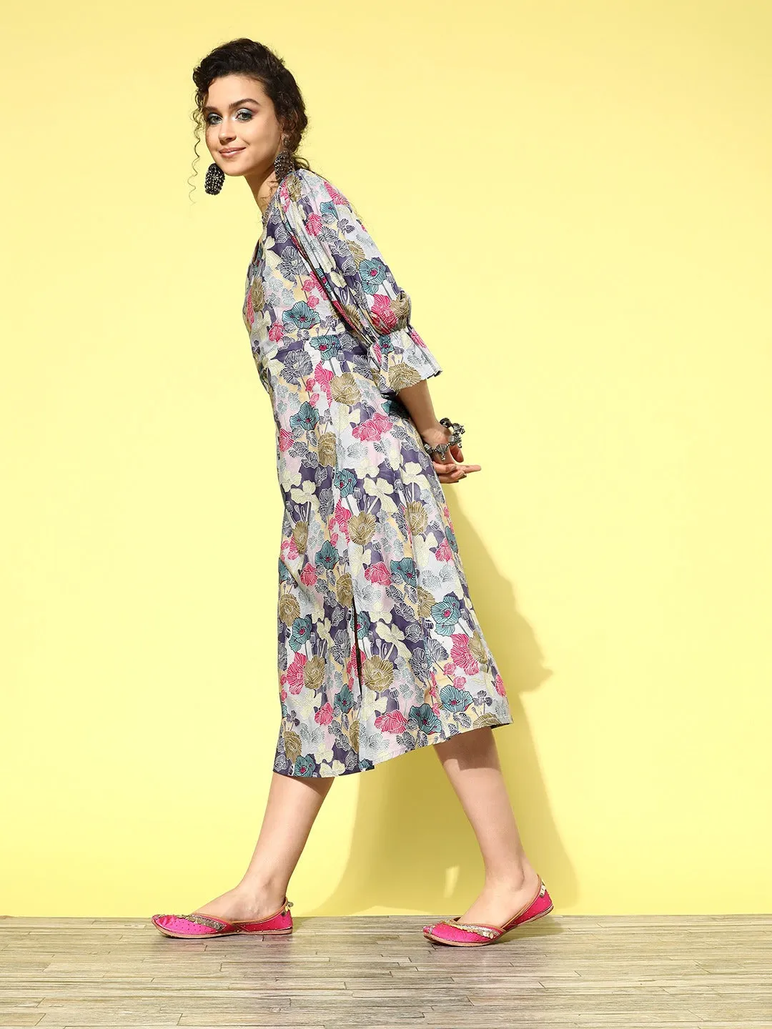 Women Lavender Pure Cotton Dress