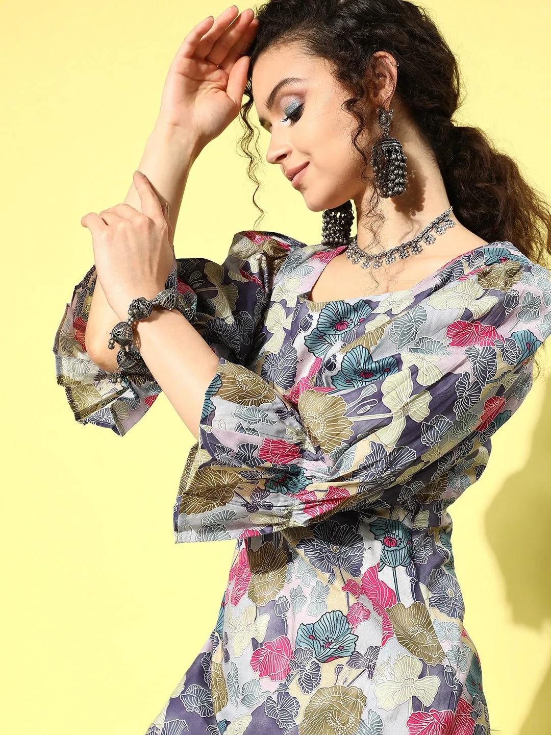 Women Lavender Pure Cotton Dress