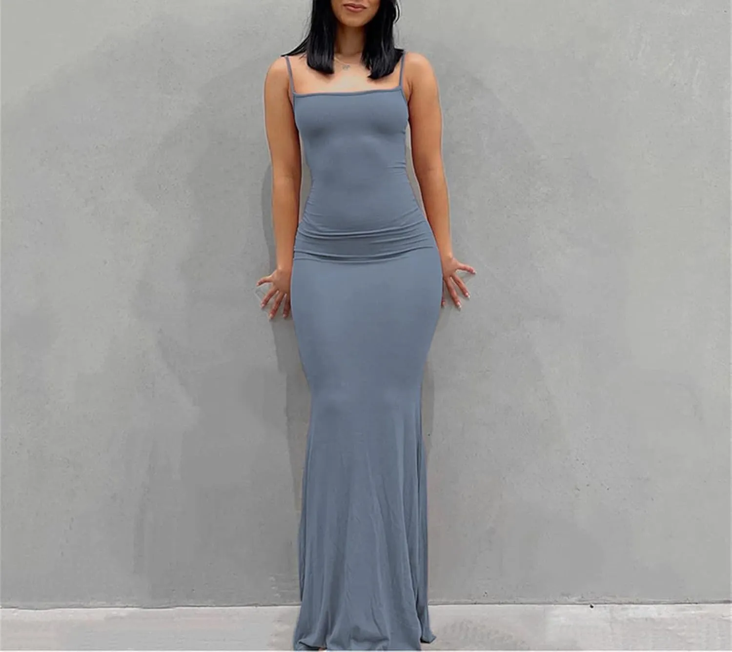 Women Spaghetti Strap Casual Maxi Dresses Sleeveless Cami Dress Party Club Bodycon Dress