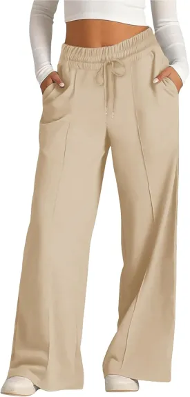 Women's Oversized Wide Leg Sweatpants High Waist Drawstring Sweatpants Womens Baggy Lounge Pants Joggers with Pockets